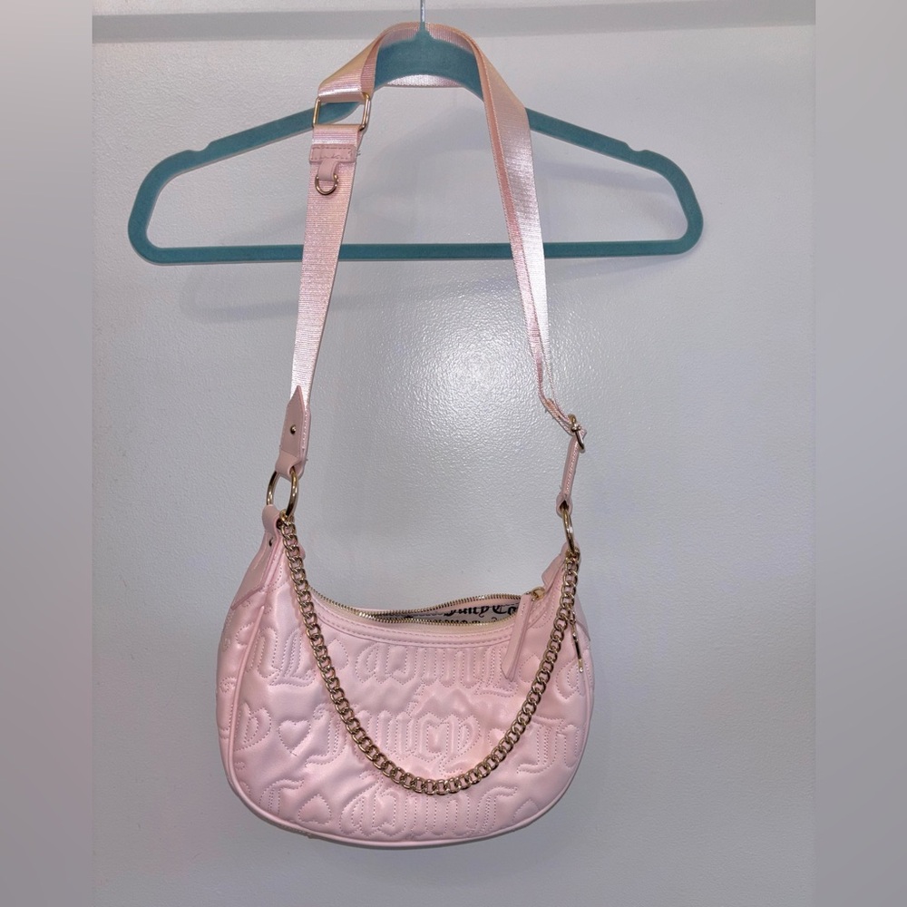 Juicy Couture Light Pink Quilted Crossbody with Gold Chain